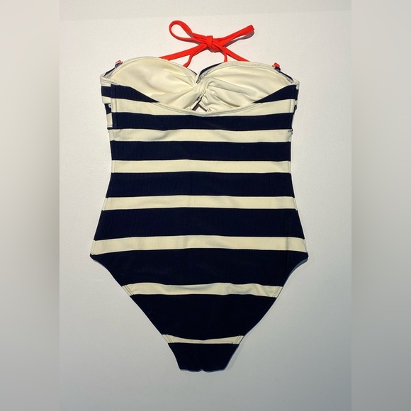 Ted Baker London Cirana Striped Textured Bandeau one piece bathing suit. - Picture 3 of 4